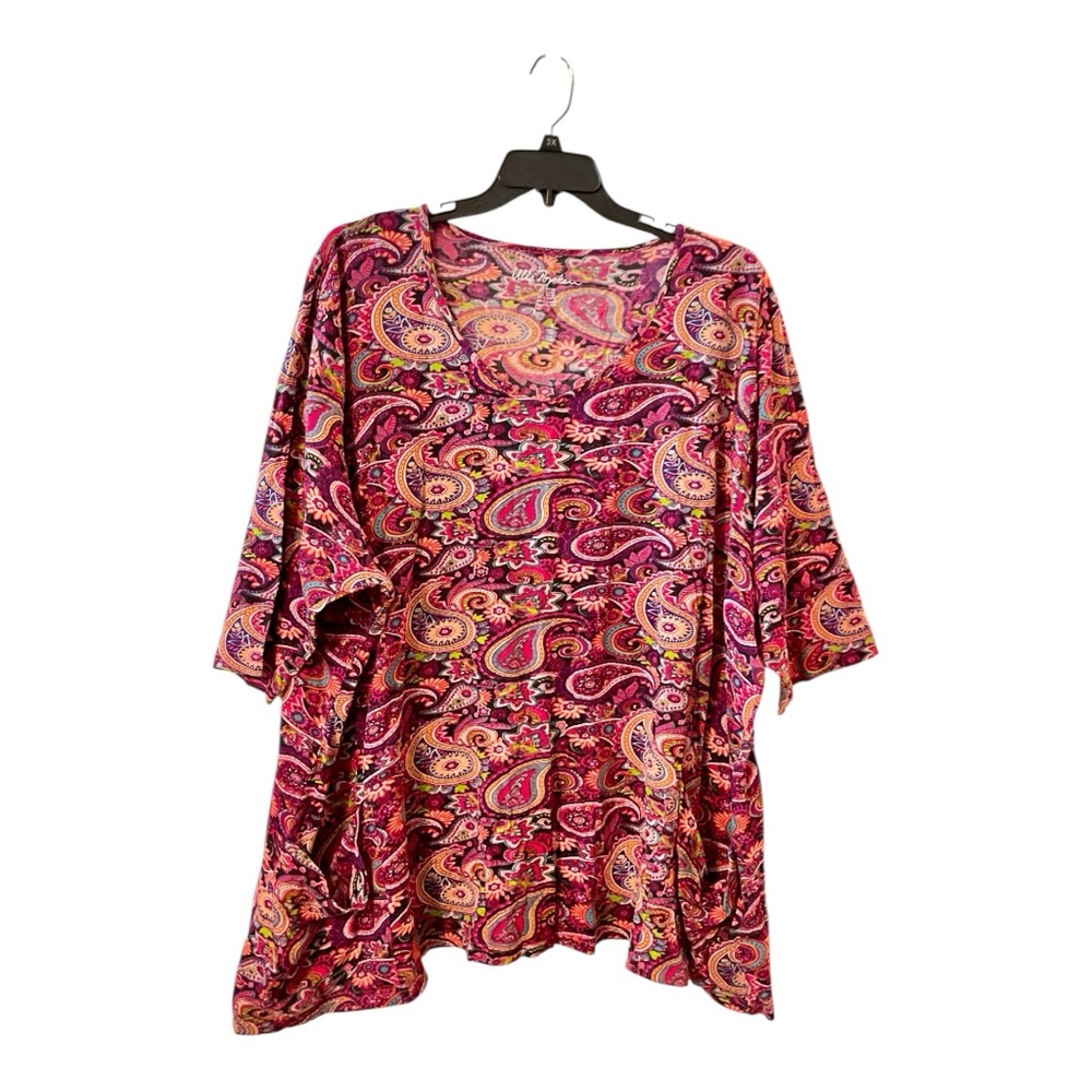 Ulla Popken Pink and Orange Paisley Tunic